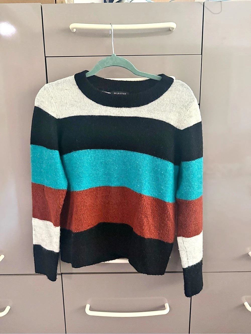 Selected Femme Color Block Crewneck Sweater Size XS